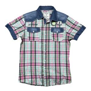 Imperious Shirt Mens Medium Western Plaid Patches Western Cowboy Oil Company